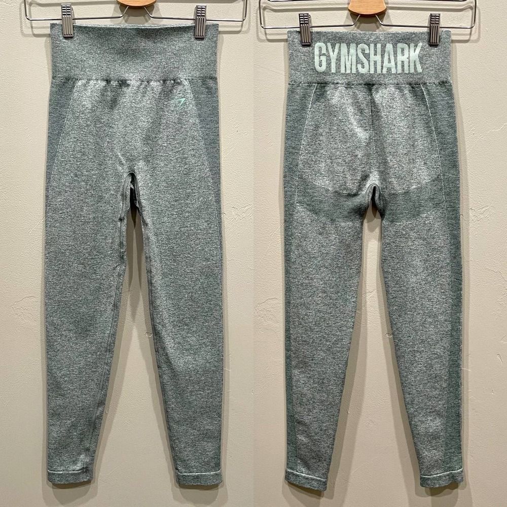Gymshark High-Waisted Green Marled Crop Leggings - Size: Small